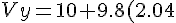 Vy=10+9.8(2.04)